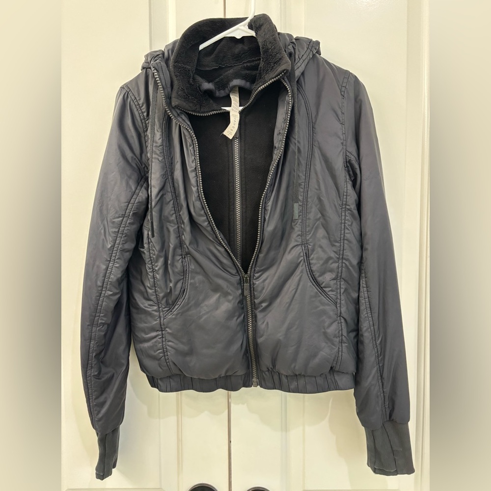Lululemon Athletica Black Puffer Jacket with zip out lining and hood